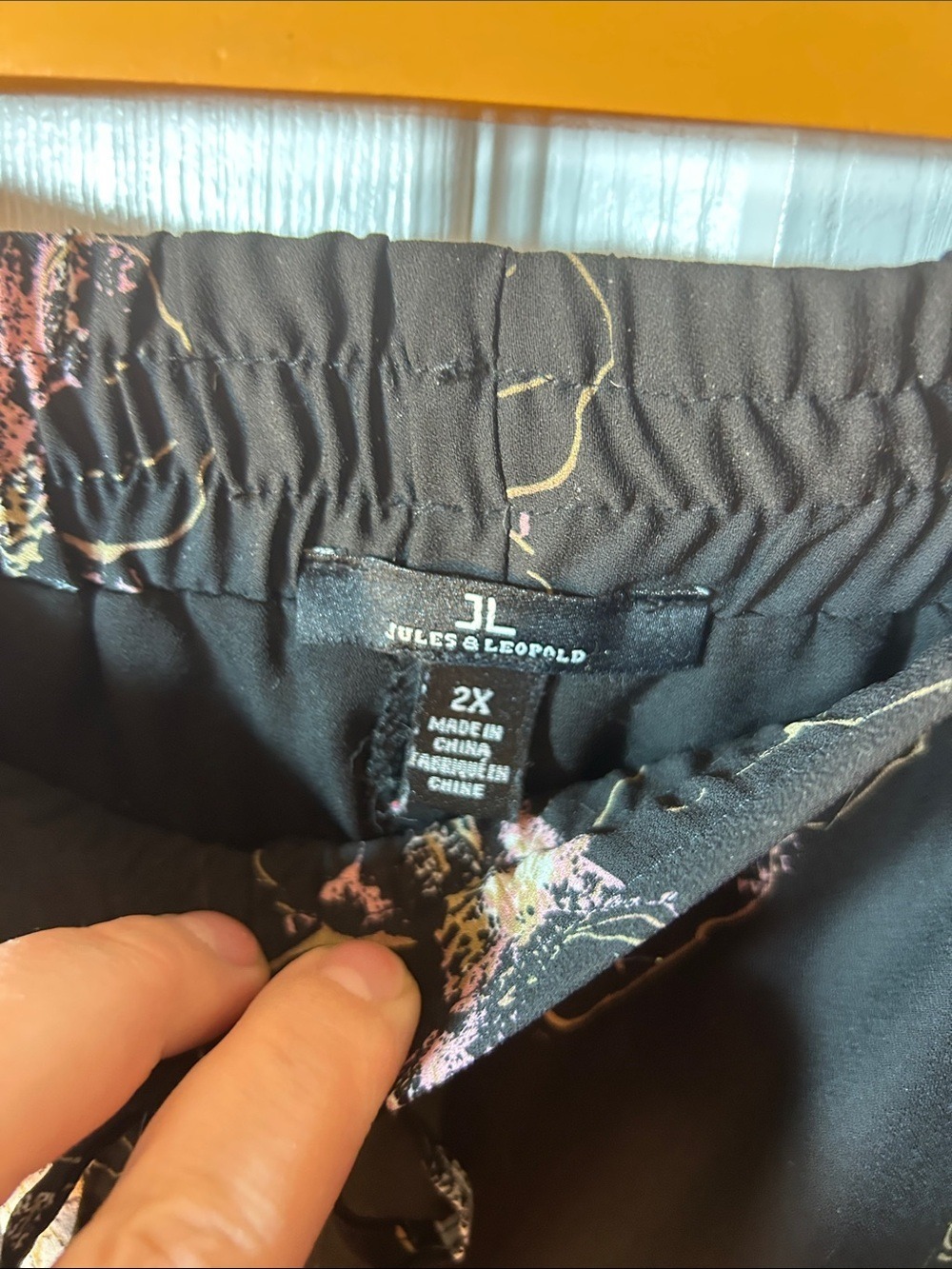 Jules & Leopold Black Floral Wide Leg Crop Pants Pink & Cream Blooms Size 2X - Picture 4 of 7